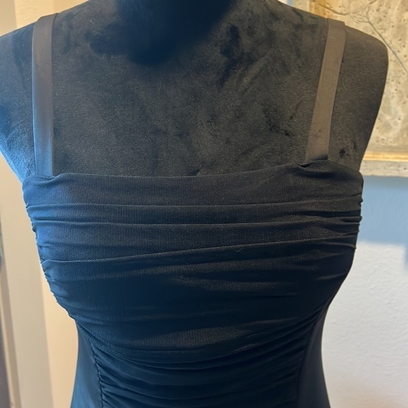 BCBG MAX AZRIA black satin bodycon dress straps Sz 6 - Picture 3 of 9